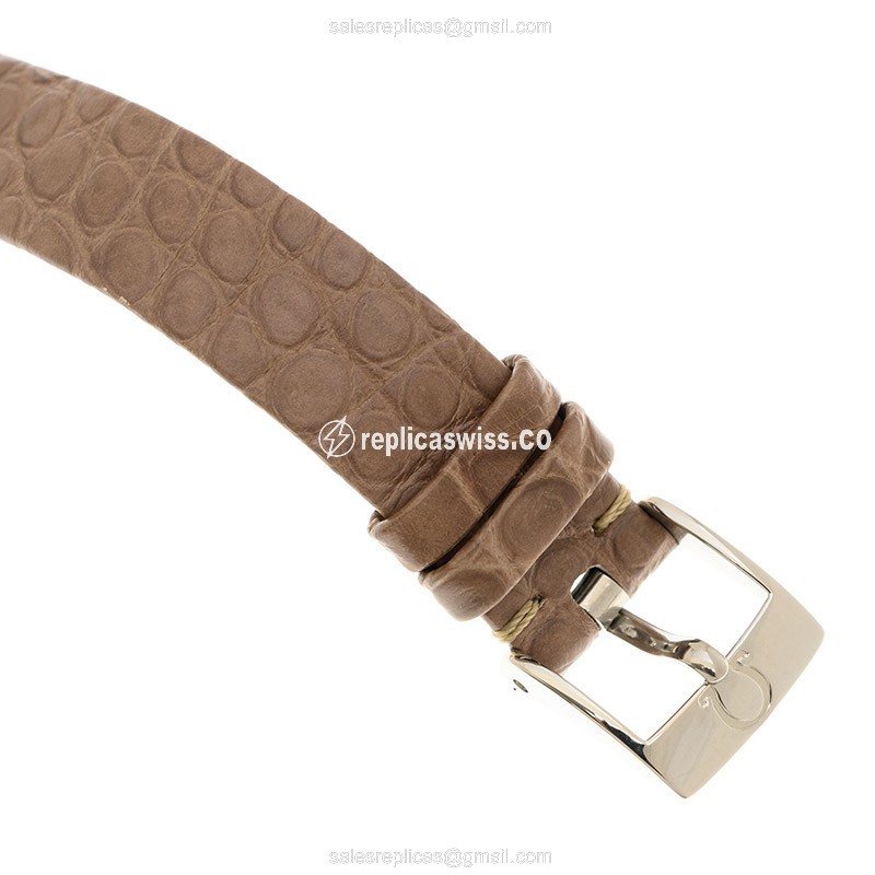 Omega De Ville Replica - Quartz - Silver Dial on Leather Strap - View 4