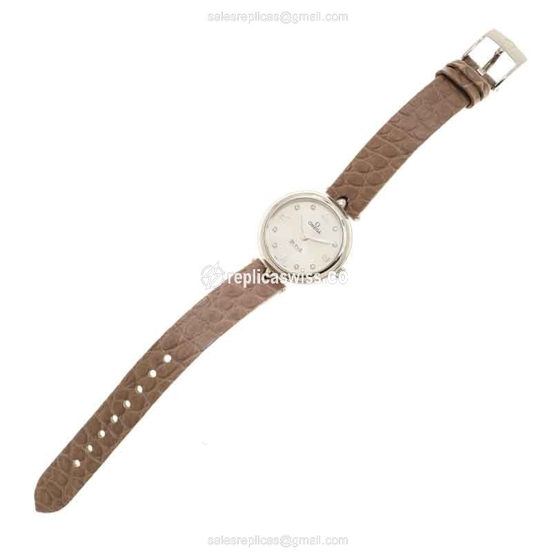 Omega De Ville Replica - Quartz - Silver Dial on Leather Strap - View 2