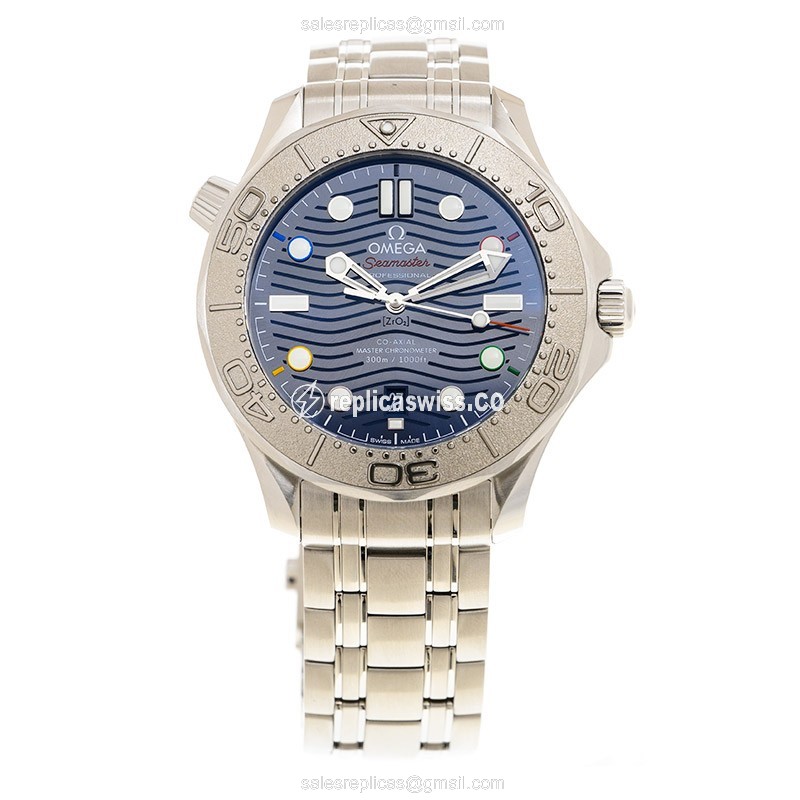 Omega Seamaster Replica - Automatic - Steel Case - Blue Dial - Silver Strap - View 2