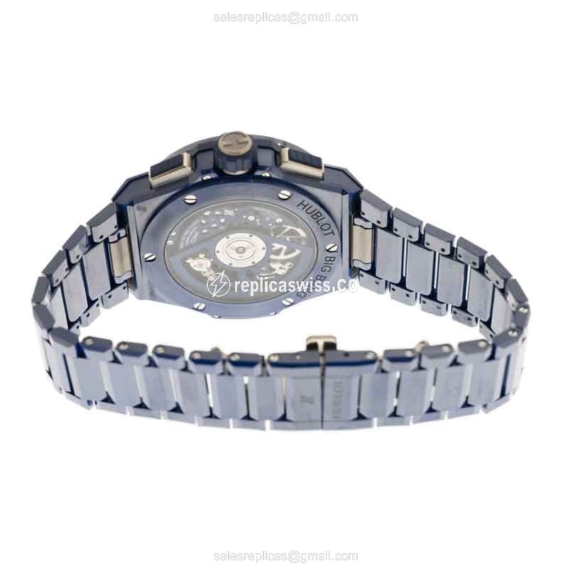 Hublot BIG BANG Replica - Automatic Ceramic Case - Blue Dial & Blue Ceramic Strap - View 4