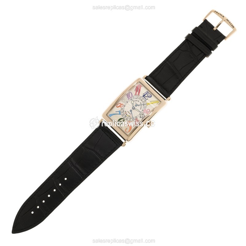 Franck Muller Replica - 1100 DS R COL D RMOG - Automatic - 18kt White Gold - Silver Dial - Black Alligator Strap - View 2
