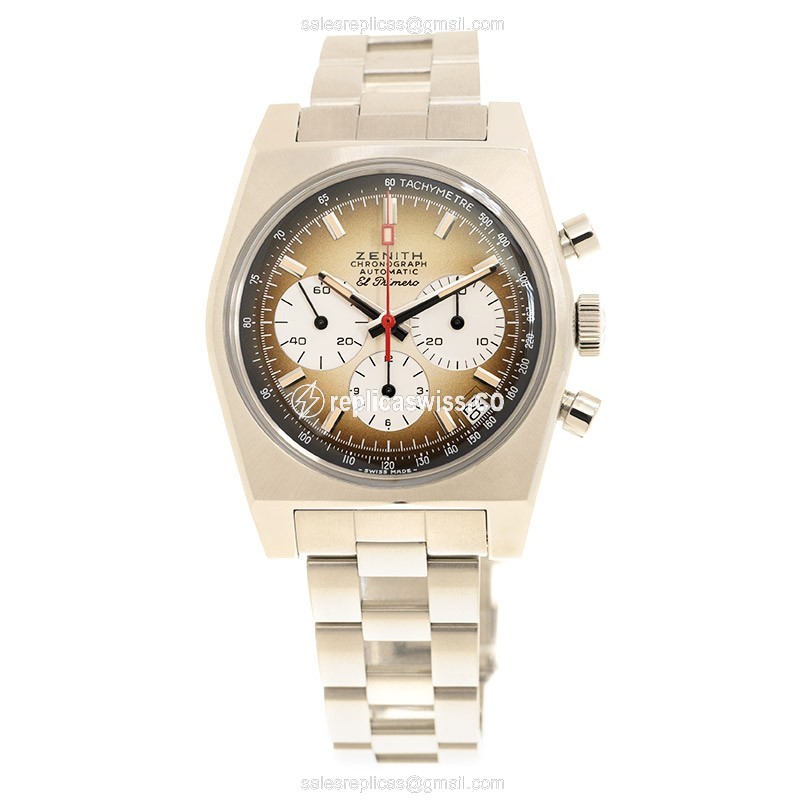 Zenith CHRONOMASTER Replica - Automatic - Steel - Brown Dial - View 2