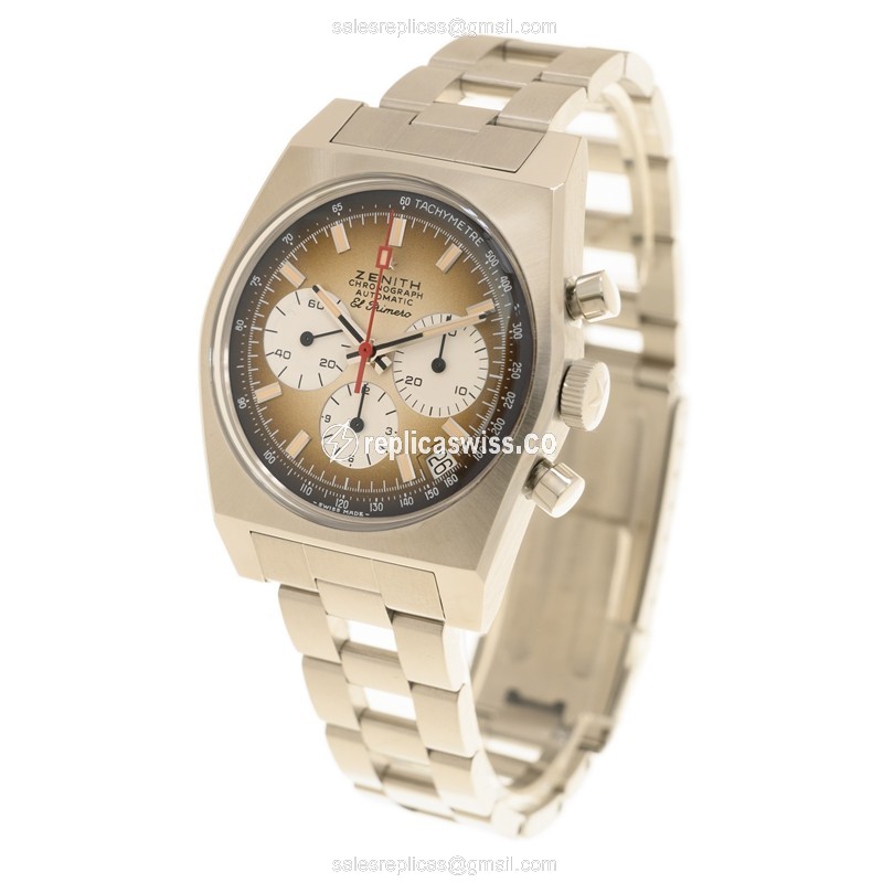 Zenith CHRONOMASTER Replica - Automatic - Steel - Brown Dial - View 3