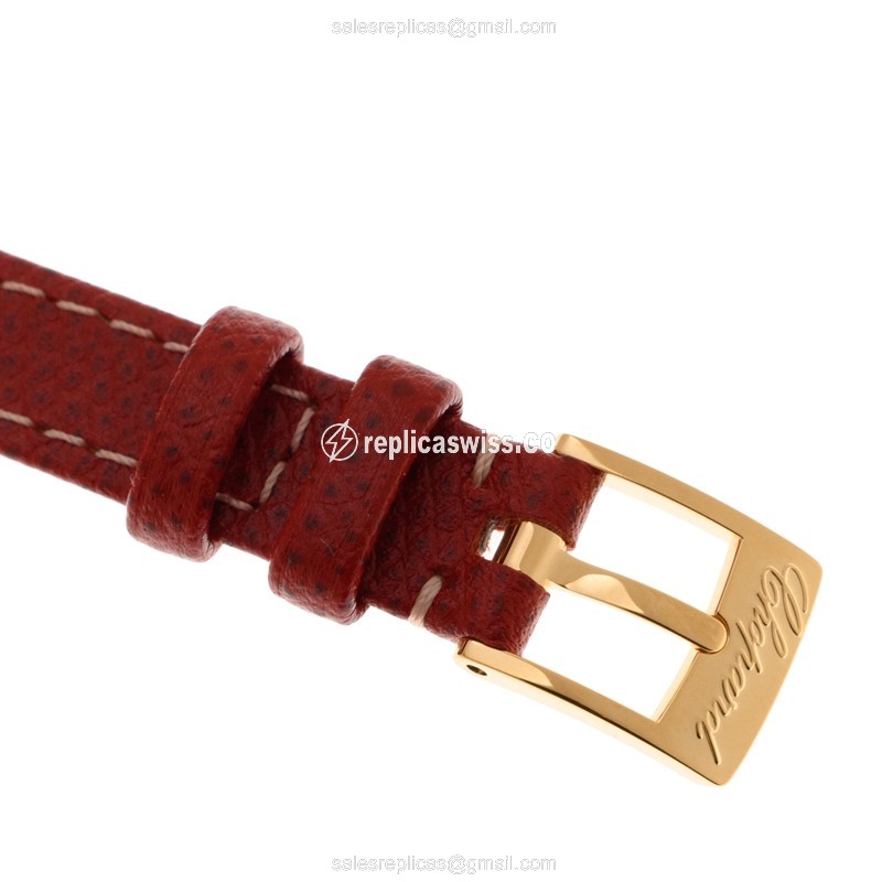Chopard Happy Diamonds Quartz 18kt Rose Gold - White Dial - Leather Red Strap - Buckle Clasp - View 4