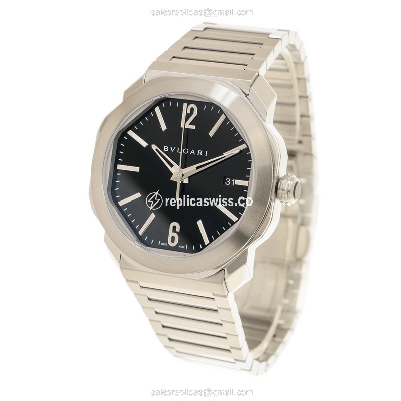Bulgari Octo Roma Replica - Automatic - Steel - Black Dial - Silver Steel Strap - View 3