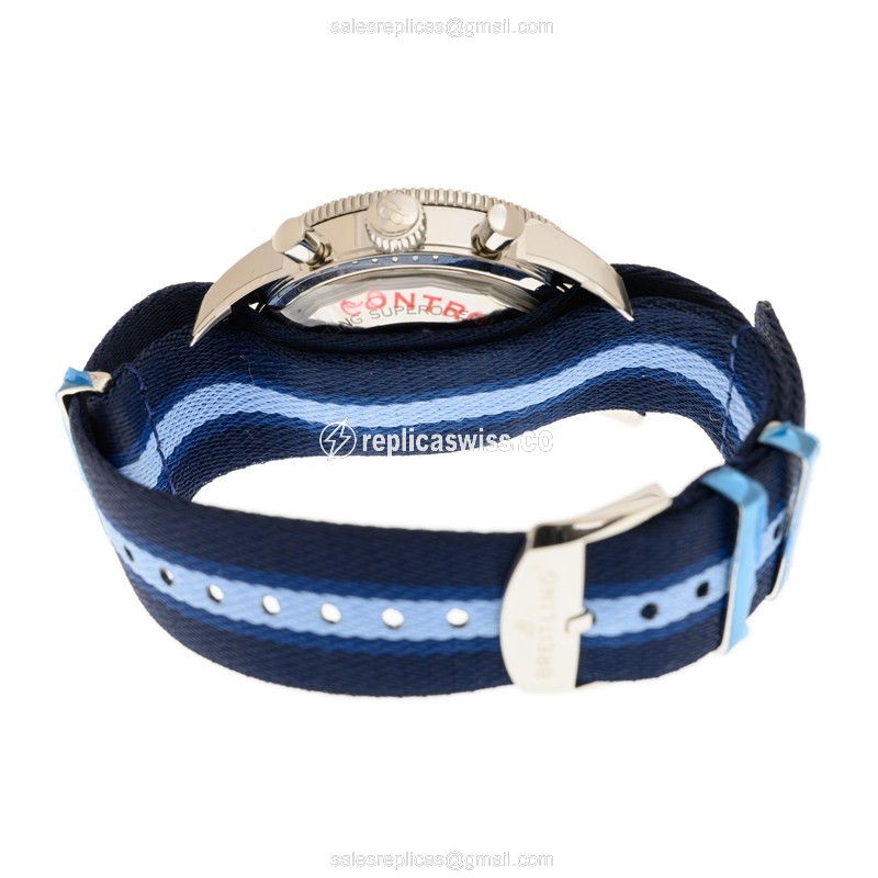 Breitling Superocean Heritage Replica - Automatic - Steel Case - Gray Dial - Blue Canvas Strap - View 4