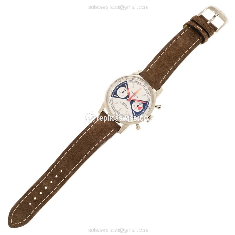Breitling Premier A23310121G1X1 - Automatic - Steel Case - Silver Dial - Brown Alligator Strap - View 2
