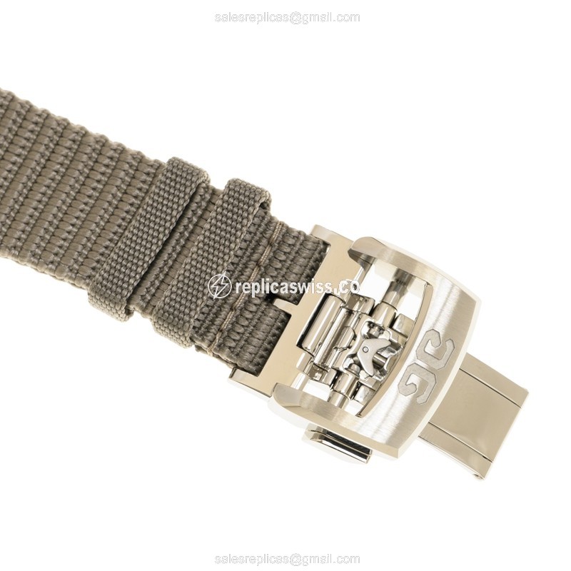 Glashutte Senator Panorama Date Replica - Automatic - 18kt Rose Gold & Steel - Gray Dial - Canvas Strap - View 4