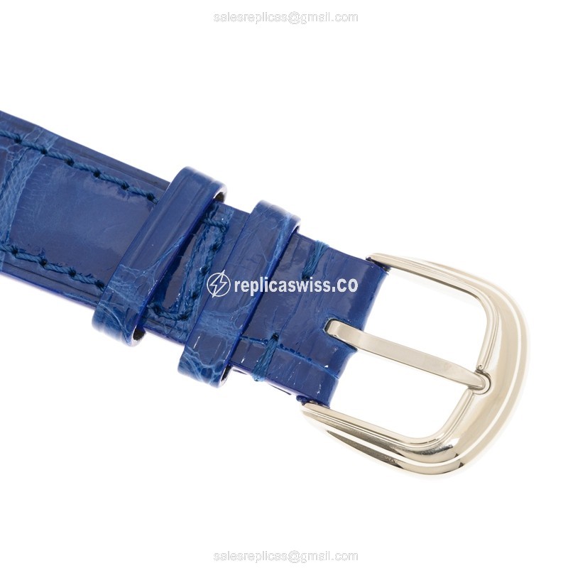 Franck Muller 7502 QZ Curvex - Quartz Steel - Blue Dial - Leather Blue Strap - View 4