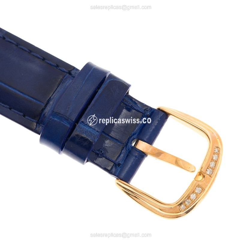 Franck Muller 2852 B QZ COL DRM D 1R - Quartz - Rose Gold Case - Silver Dial - Blue Leather Strap - View 4
