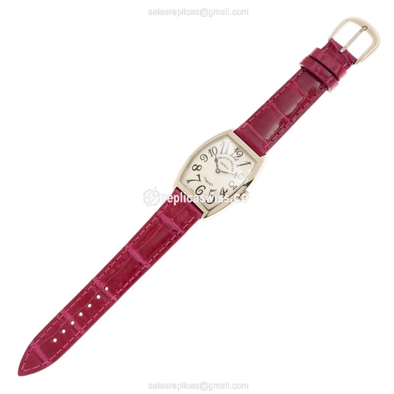Franck Muller 7502 QZ AC Replica - Quartz - Steel Case - Silver Dial - Purple Leather Strap - View 2