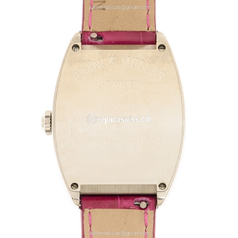 Franck Muller 7502 QZ AC Replica - Quartz - Steel Case - Silver Dial - Purple Leather Strap - View 3