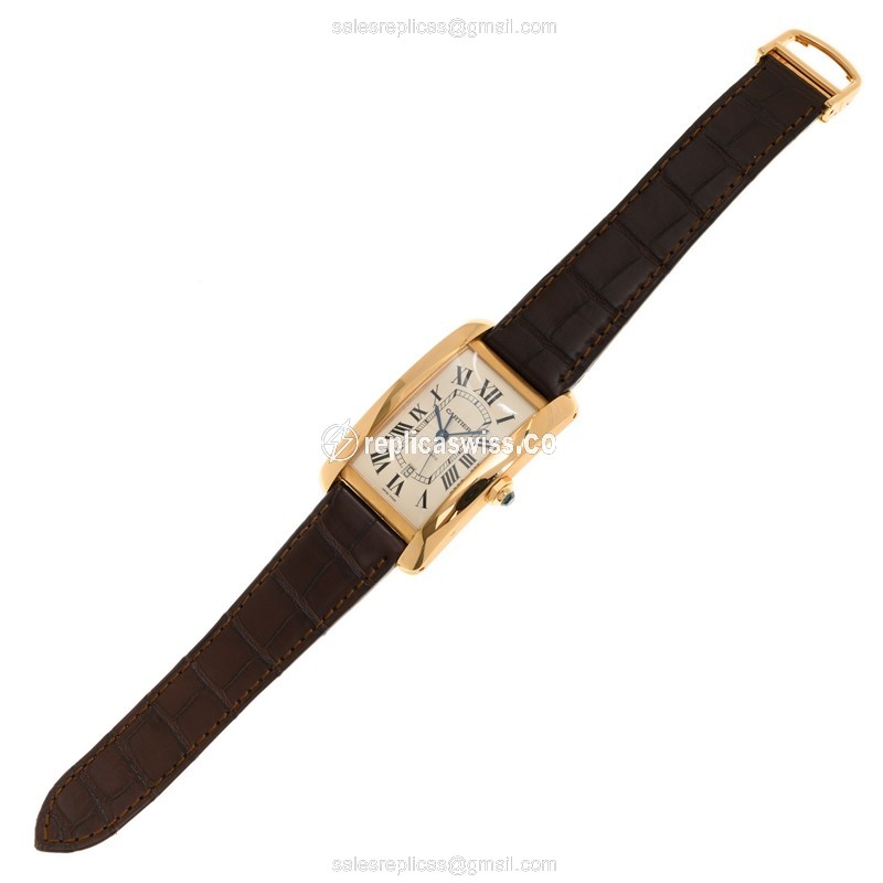 Cartier W2609856 Replica - Automatic - 18kt Rose Gold - Silver Dial - Brown Leather Strap - View 2