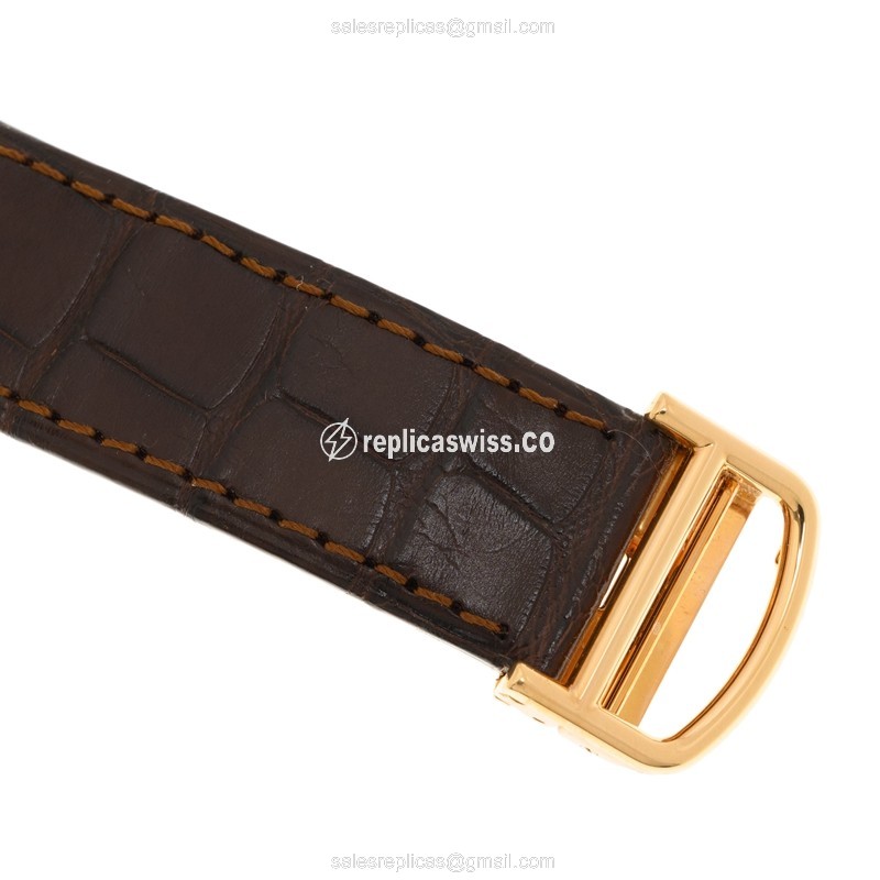 Cartier W2609856 Replica - Automatic - 18kt Rose Gold - Silver Dial - Brown Leather Strap - View 4