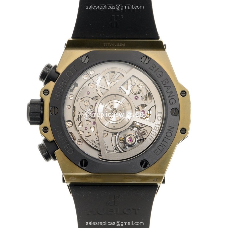 Hublot BIG BANG Replica - Automatic Titanium - Transparent - Black Rubber - Clasp - View 3