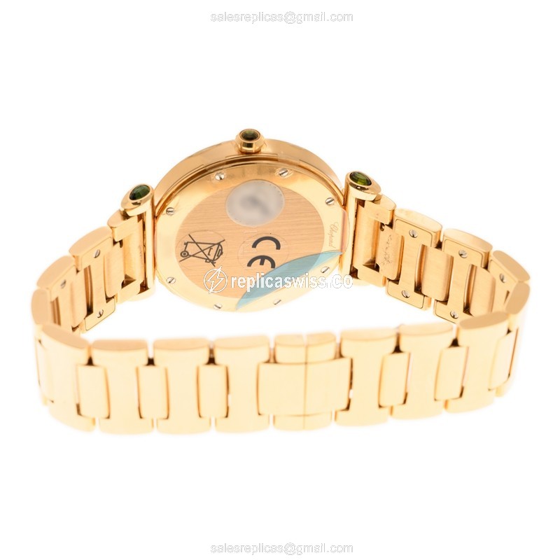 Chopard Imperiale Replica - Quartz - 18kt Rose Gold - Green Dial - Gold Strap - View 4