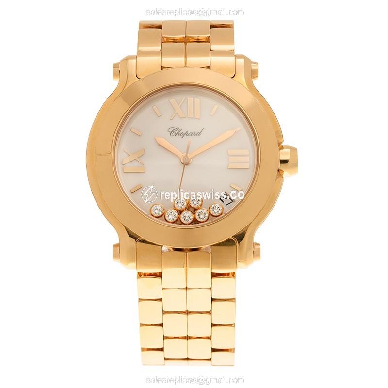 Chopard Happy Sport Replica - Quartz - 18kt Rose Gold Case - White Dial - View 2
