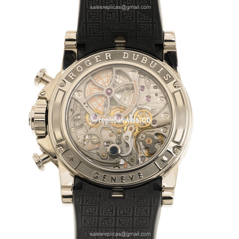 Roger Dubuis RDDBEX0180 EXCALIBUR Automatic - Stainless Steel Case - White Dial - Black Alligator Strap - View 3
