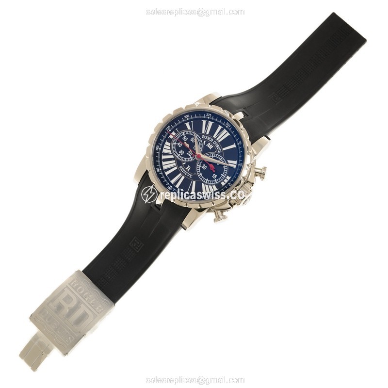 Roger Dubuis RDDBEX0180 EXCALIBUR Automatic - Stainless Steel Case - White Dial - Black Alligator Strap - View 2