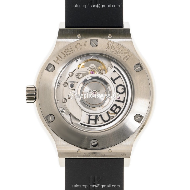 Hublot Classic Fusion Replica - Automatic - Titanium Case - Black Dial - Rubber Strap - View 3