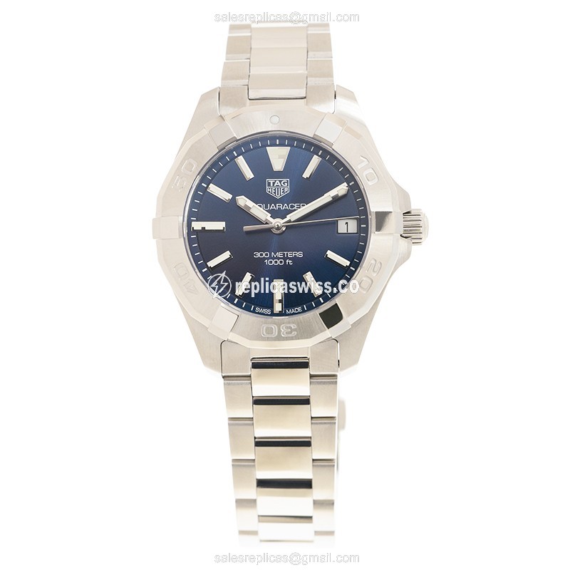 Tag Heuer AQUARACER Quartz Steel Blue Dial Silver Strap Clasp - View 2