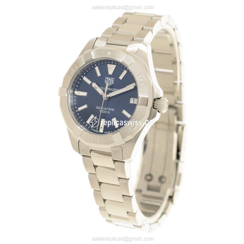 Tag Heuer AQUARACER Quartz Steel Blue Dial Silver Strap Clasp - View 3
