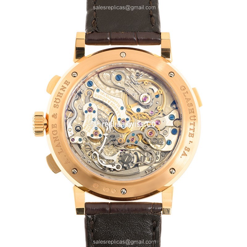 A Lange & Sohne 405.031 SOHNE DATOGRAPH - Automatic - 18kt Rose Gold - Black Dial - Brown Alligator Strap - View 3