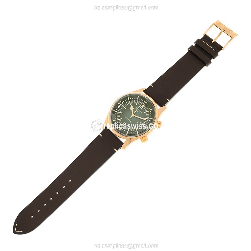 Longines Heritage Classic Replica - Bronze Case, Green Dial - Automatic, Brown Cowhide Strap - View 2