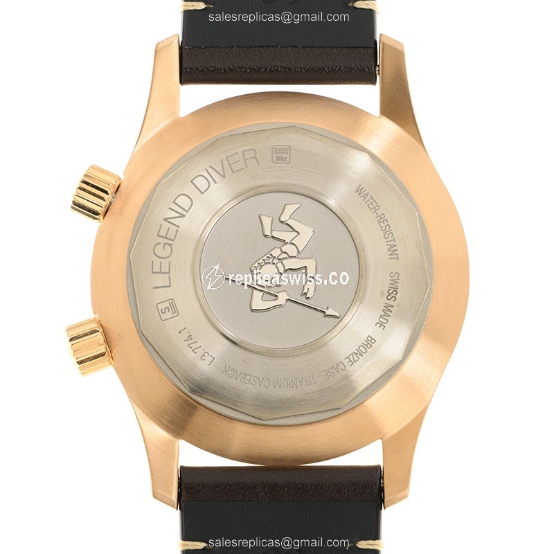 Longines Heritage Classic Replica - Bronze Case, Green Dial - Automatic, Brown Cowhide Strap - View 3