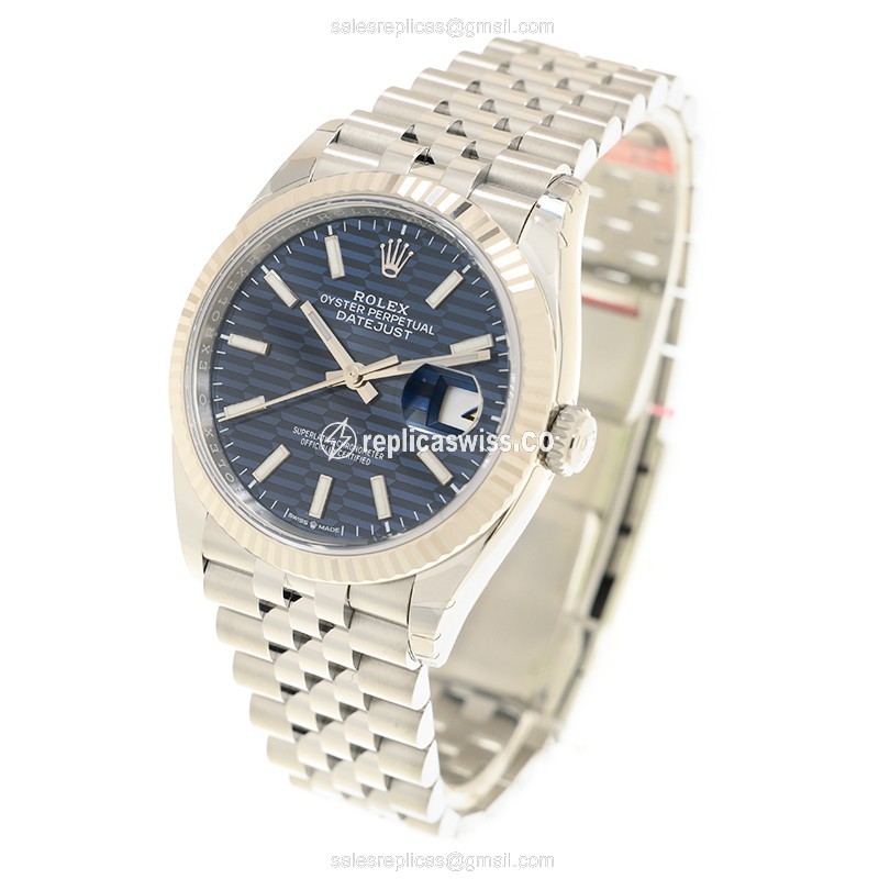 Rolex Datejust Replica - Automatic - White Gold & Steel - Blue Dial - Silver Steel Strap - View 3