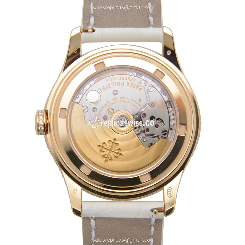 Patek Philippe 4937R-001 Complications - Auto - 18kt Rose Gold - Diamond Dial - White - Alligator Buckle - View 3