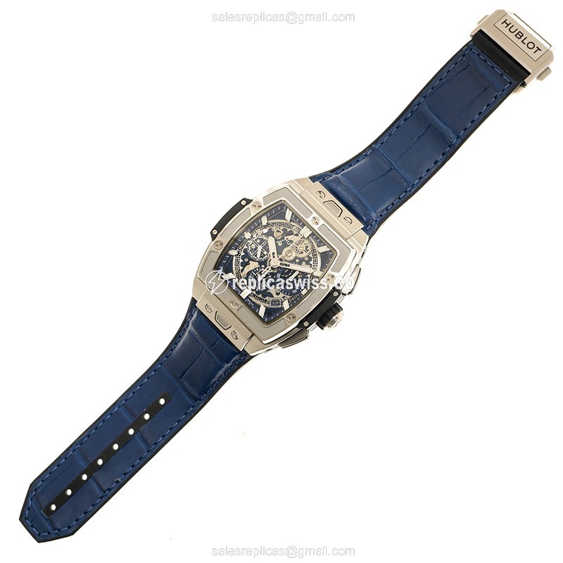Hublot Spirit of Big Bang Replica - Automatic - Titanium Case - Blue Dial - Blue Leather Strap - View 2