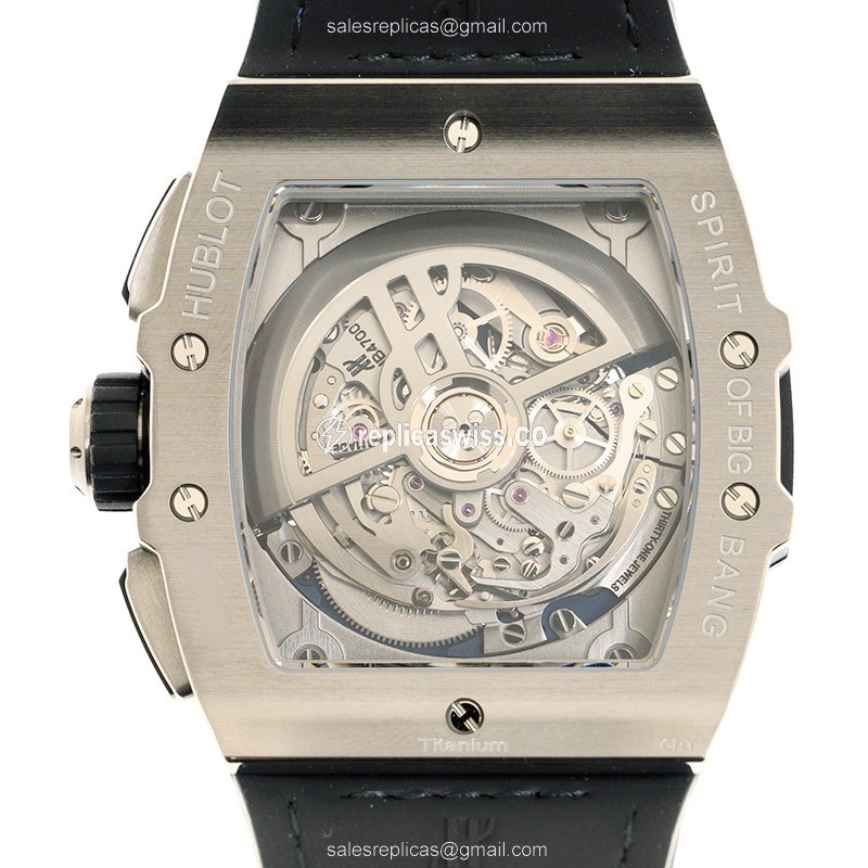 Hublot Spirit of Big Bang Replica - Automatic - Titanium Case - Blue Dial - Blue Leather Strap - View 3