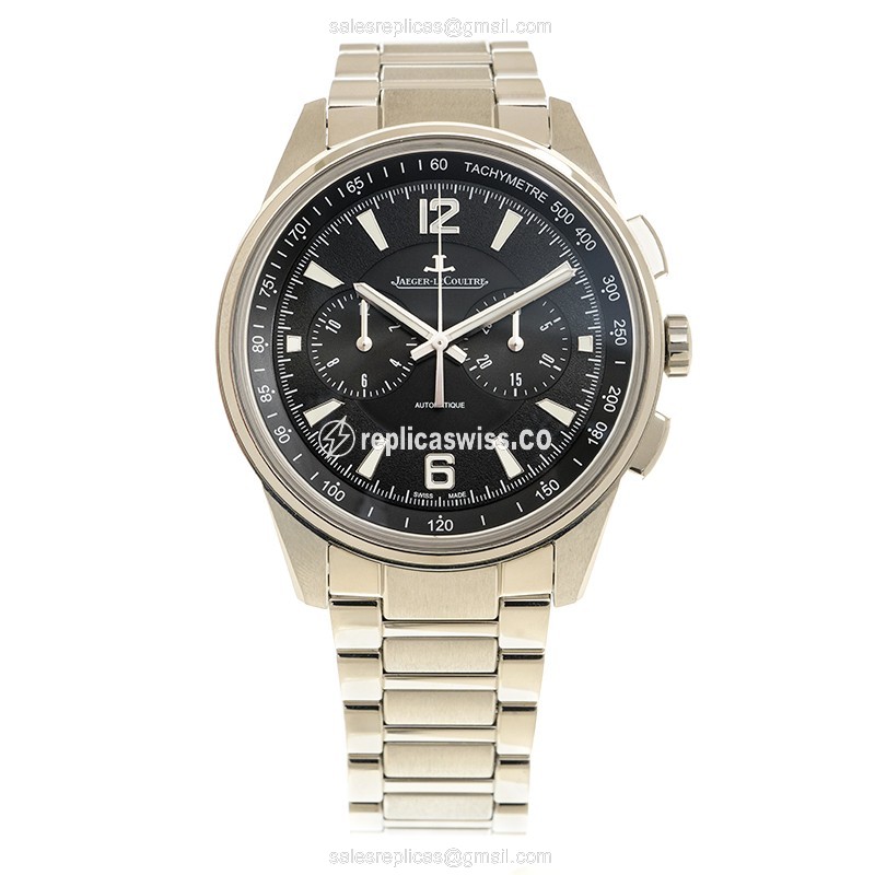 Jaeger-Lecoultre Q9028170 POLARIS DATE Replica - Automatic - Steel Case - Black Dial - Silver Steel Strap - View 2