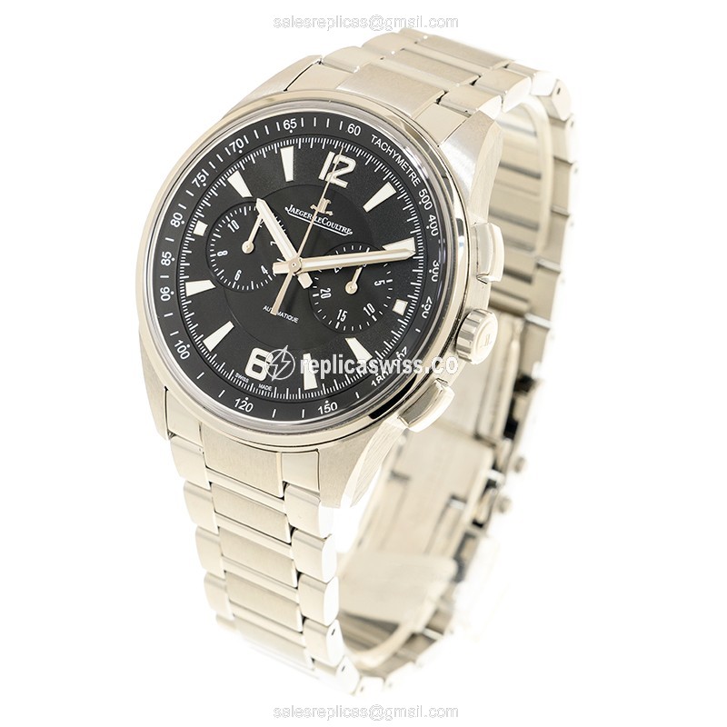 Jaeger-Lecoultre Q9028170 POLARIS DATE Replica - Automatic - Steel Case - Black Dial - Silver Steel Strap - View 3