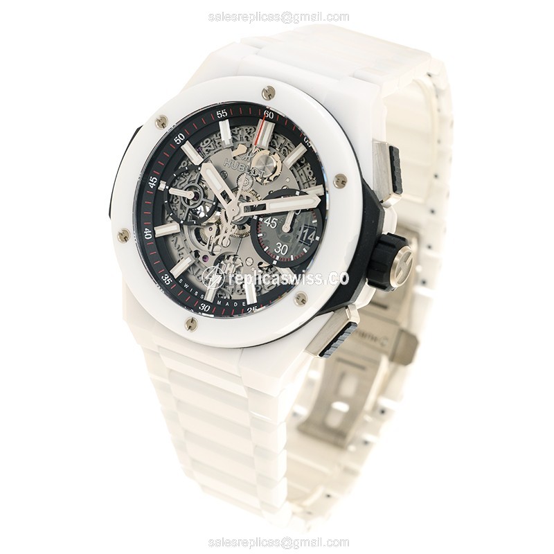 Hublot BIG BANG Replica - Automatic - Ceramic Case - Transparent - White Ceramic Strap - View 3