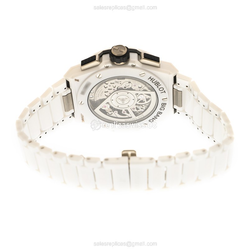 Hublot BIG BANG Replica - Automatic - Ceramic Case - Transparent - White Ceramic Strap - View 4