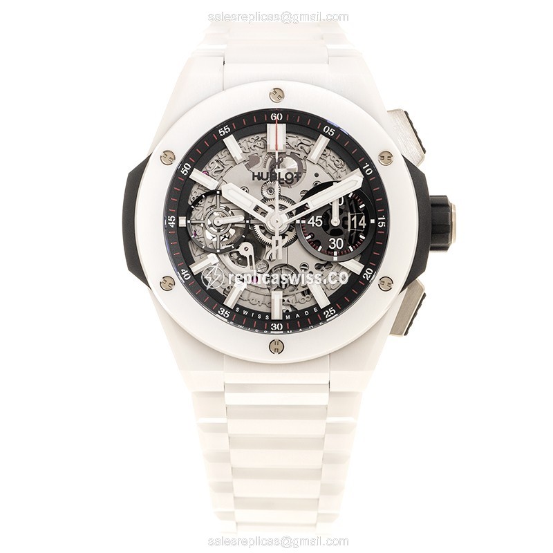 Hublot BIG BANG Replica - Automatic - Ceramic Case - Transparent - White Ceramic Strap - View 2