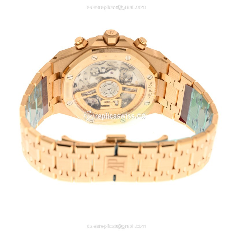Audemars Piguet Royal Oak Replica - Automatic - 18kt Rose Gold - White Dial - Gold Clasp - View 4