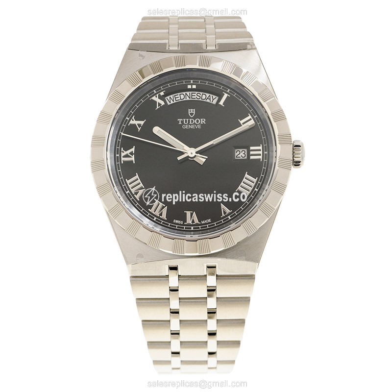 Tudor Royal Replica - Automatic - Steel Case - Black Dial - Steel Strap - View 2