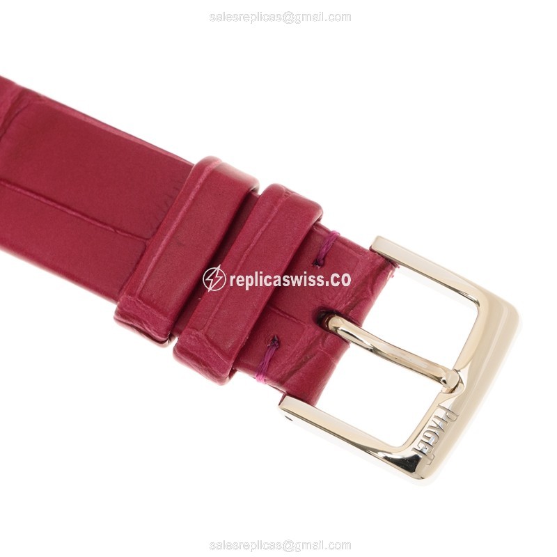 Piaget POSSESSION Quartz 18kt White Gold Diamond Clasp Pink Alligator Strap Silver Dial - View 4