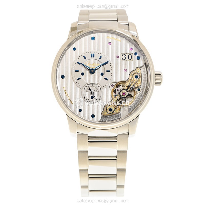 Glashutte 1-91-02-02-02-71 PANO Automatic - Silver Dial - Steel Case - Silver Strap - View 2