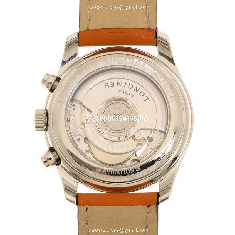 Longines L2.629.4.73.2 Replica - Automatic - Steel Case - Silver Dial, Brown Leather Strap - View 3