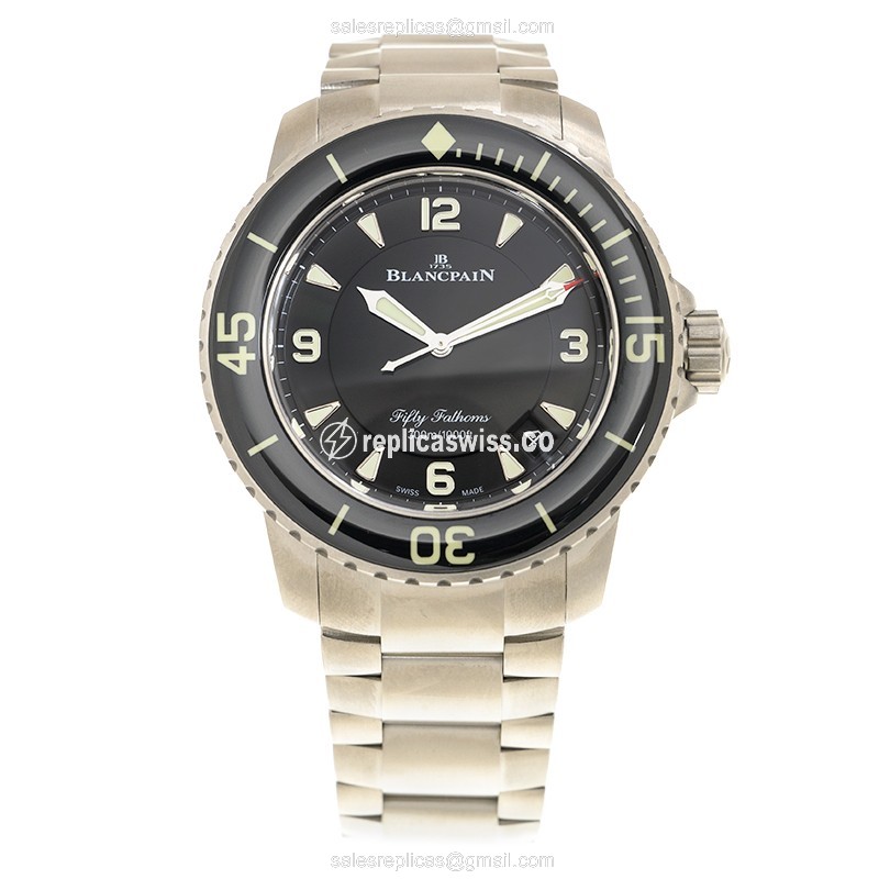 Blancpain 5015-12B30-98B FIFTY FATHOMS - Auto - PVD Titanium Case - Black Dial - Black Titanium Band - View 2
