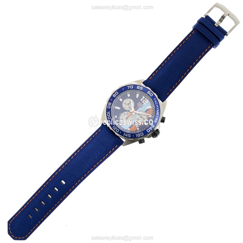 Tag Heuer Formula 1 Replica - Quartz - Blue Dial - Leather Blue Strap - Buckle Clasp - View 2