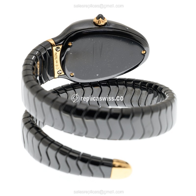 Bulgari Serpenti SpiGA Quartz Ceramic - Black Dial - Bangle Clasp - View 4