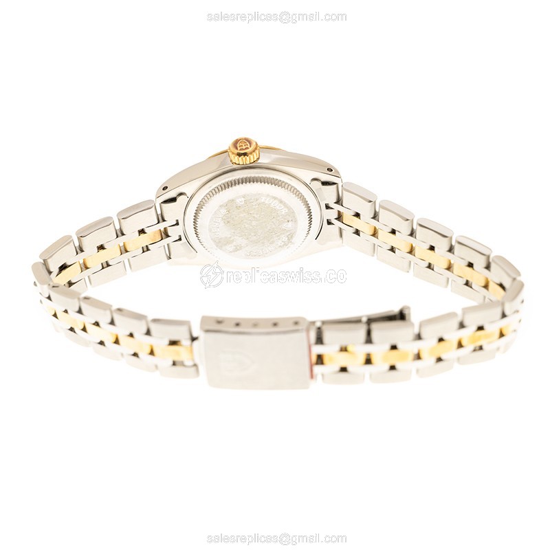 Automatic Tudor Princess Date - 18kt Gold & Steel - Black Dial, Gold Strap - View 4