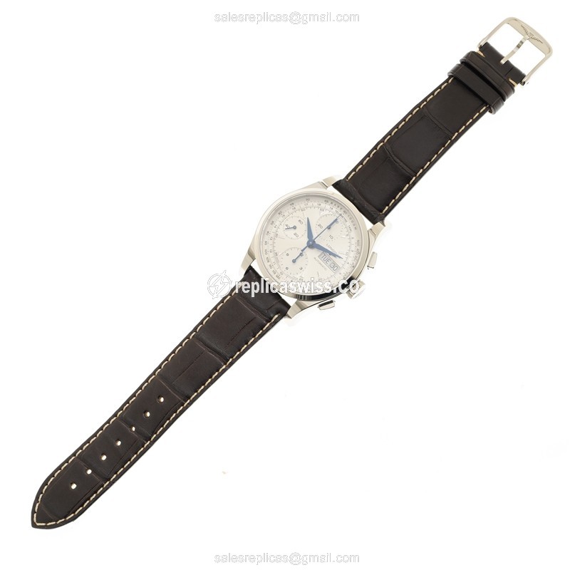 Longines Heritage Replica - Automatic - White Dial - Stainless Steel Case, Brown Alligator Strap - View 2