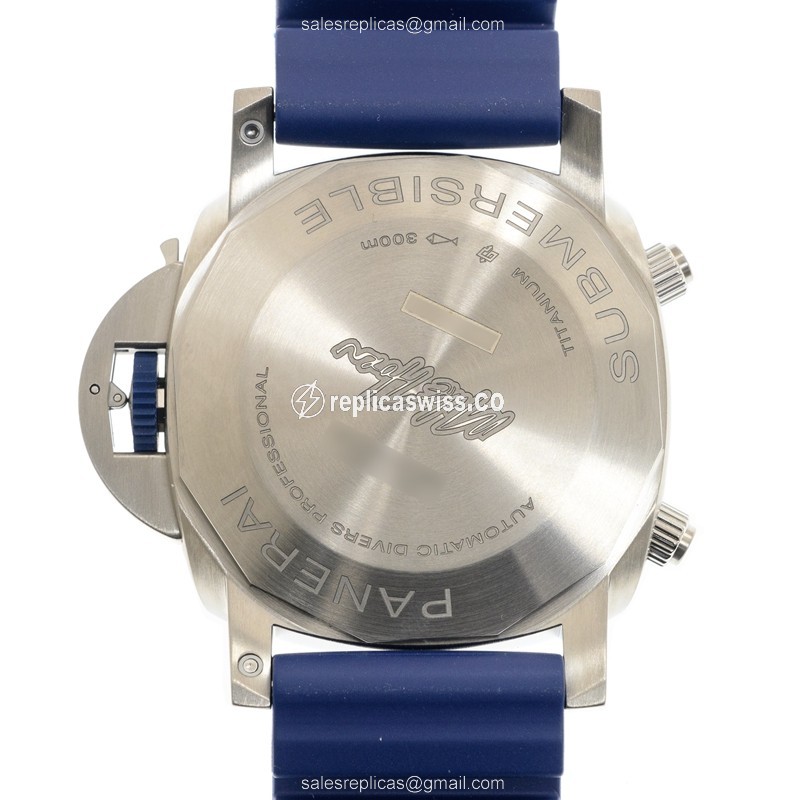Panerai PAM01291 Replica - Automatic - Blue Steel - Rubber Blue Buckle - View 3