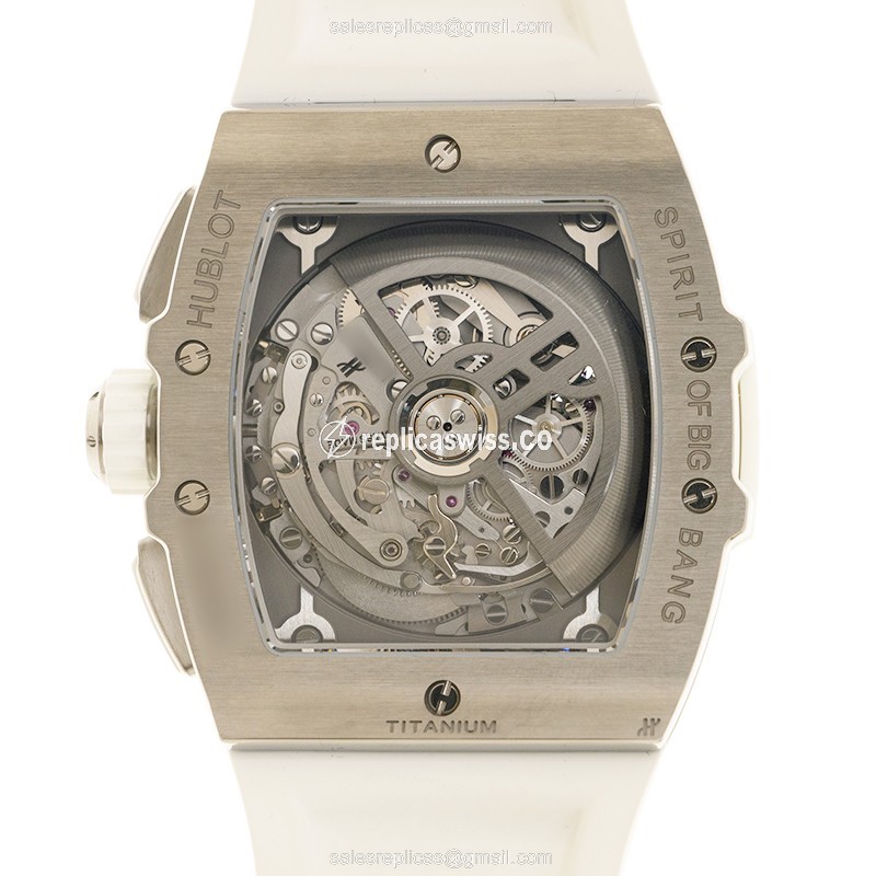 Hublot BIG BANG Replica - Automatic - Titanium - Diamond - Transparent - White Rubber Clasp - View 3
